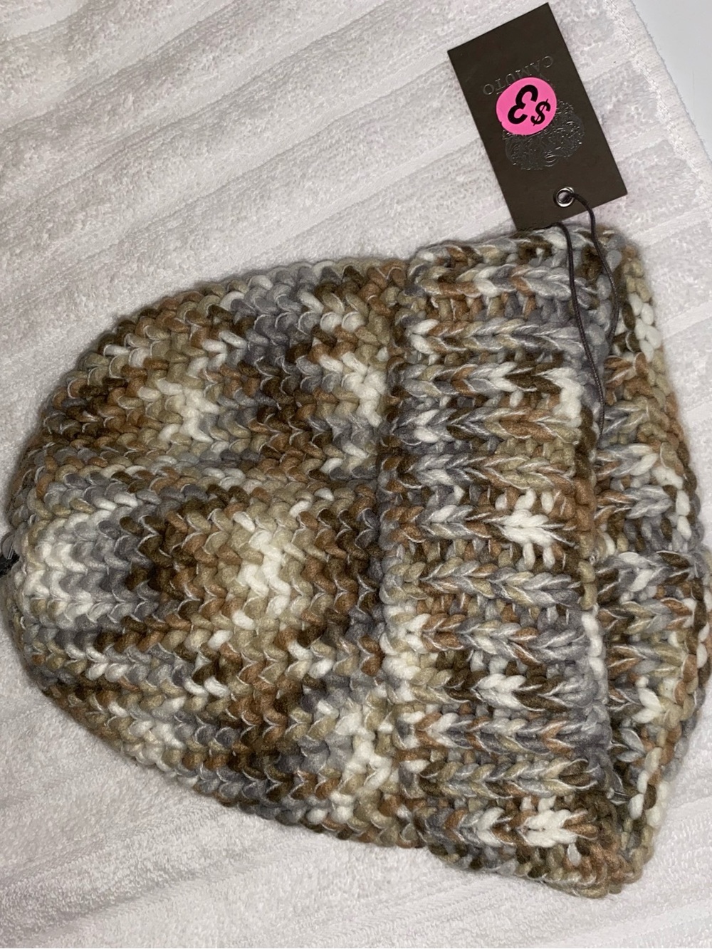 Vince Camuto Multi-Color Knit Beanie - Brown, Gray & Cream